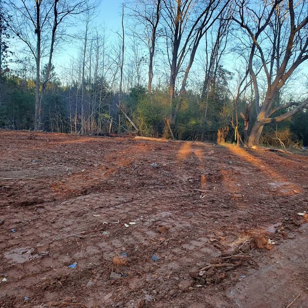 Lot cleared of brush down to bare ground